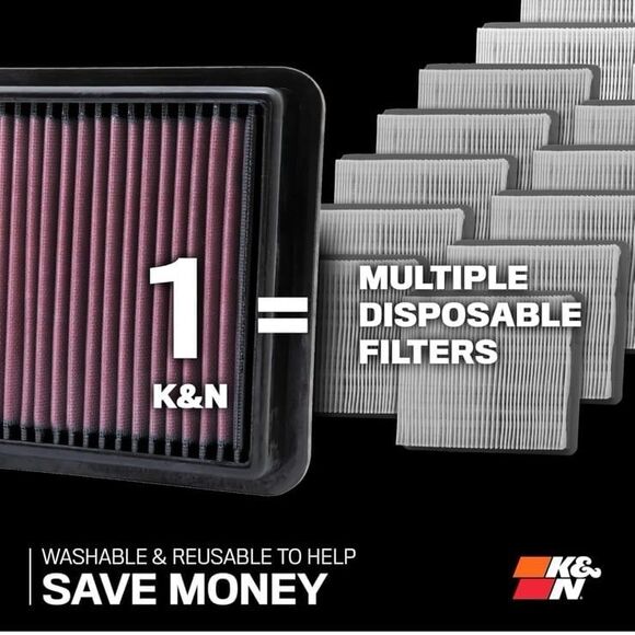 K&N High-Performance Engine Air Filter 33-2465, Washable, Lifetime Warranty! NEW - Picture 9 of 10